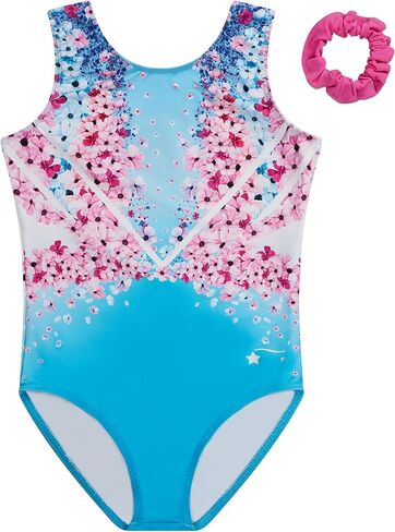 Destira Womens Gymnastics Leotards, Fun Spring-Summer Tank Style Athletic Leos for Practice Dance, Matching Scrunchie, Adult in Saudi Arabia