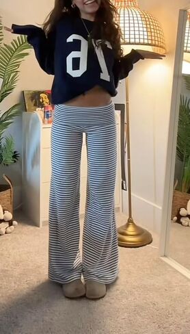 Seyurigaoka Fold Over Flare Legging for Women Low Rise Wide Leg Foldover Yoga Pants Bell Bottoms Sweatpants in Saudi Arabia