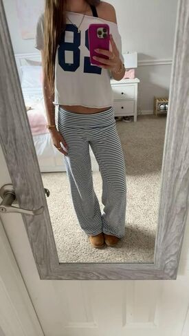 Seyurigaoka Fold Over Flare Legging for Women Low Rise Wide Leg Foldover Yoga Pants Bell Bottoms Sweatpants in Saudi Arabia