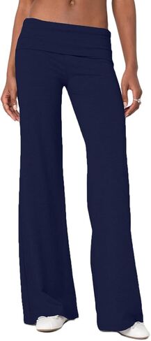 Seyurigaoka Fold Over Flare Legging for Women Low Rise Wide Leg Foldover Yoga Pants Bell Bottoms Sweatpants in Saudi Arabia