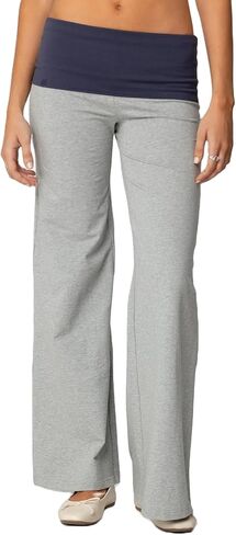 Seyurigaoka Fold Over Flare Legging for Women Low Rise Wide Leg Foldover Yoga Pants Bell Bottoms Sweatpants in Saudi Arabia
