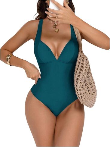 Floerns Women's One Piece Swimsuit Push Up Lace Up Tummy Control Slimming Bathing Suit in Saudi Arabia