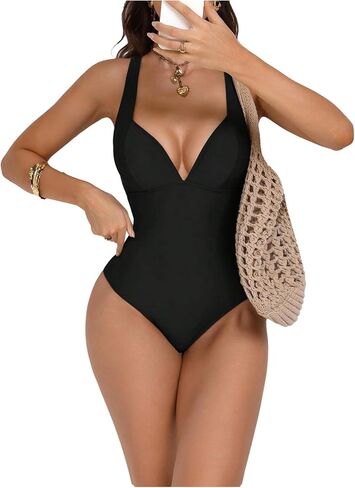Floerns Women's One Piece Swimsuit Push Up Lace Up Tummy Control Slimming Bathing Suit in Saudi Arabia