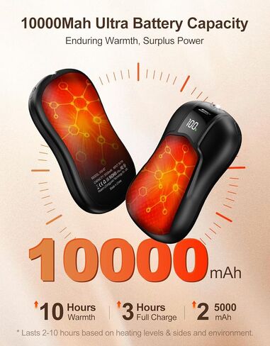AI Dual-Sided Hand Warmers Rechargeable 2 Pack, 10000mAh 1S Ultimate Fast Heating Electric Hand Warmer with UL Certified, Portable Pocket Heater Gifts for Men Women Christmas Hunting Golf Camping in Saudi Arabia