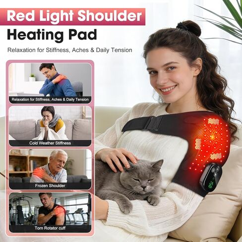 Cordless Shoulder Heating Pad with Massage, Heated Shoulder Wrap Massager for Pain Relief Deep Tissue, Rotator Cuff Heating Pad Frozen Shoulder in Saudi Arabia
