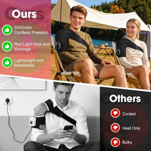 Cordless Shoulder Heating Pad with Massage, Heated Shoulder Wrap Massager for Pain Relief Deep Tissue, Rotator Cuff Heating Pad Frozen Shoulder in Saudi Arabia