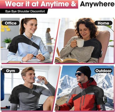 Cordless Shoulder Heating Pad with Massage, Heated Shoulder Wrap Massager for Pain Relief Deep Tissue, Rotator Cuff Heating Pad Frozen Shoulder in Saudi Arabia