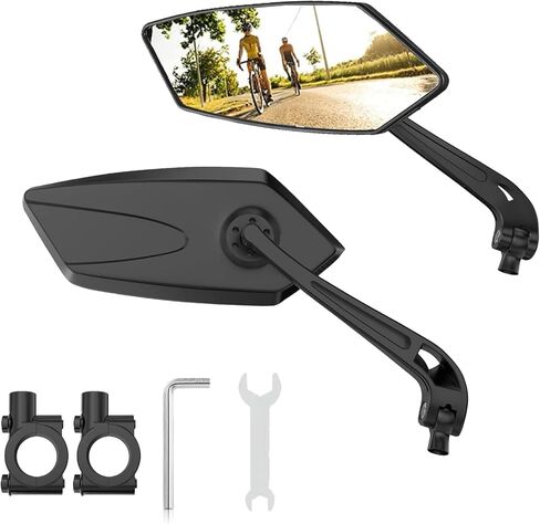 Bike Mirror 1 Pair, Adjuatable Wide Angle Bike Handlebar RearView Mirror, 360° Rotatable Safety Galss Design for Mountain Bicycle Bike Ebike Scooter Snowbike in Kuwait