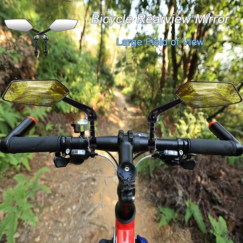Bike Mirror 1 Pair, Adjuatable Wide Angle Bike Handlebar RearView Mirror, 360° Rotatable Safety Galss Design for Mountain Bicycle Bike Ebike Scooter Snowbike in Kuwait