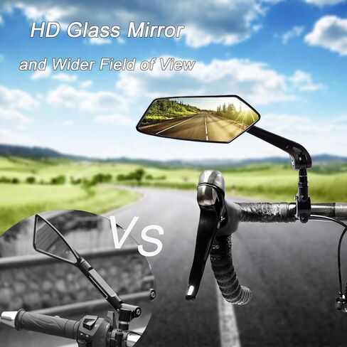 Bike Mirror 1 Pair, Adjuatable Wide Angle Bike Handlebar RearView Mirror, 360° Rotatable Safety Galss Design for Mountain Bicycle Bike Ebike Scooter Snowbike in Kuwait