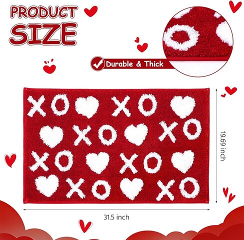 Valentine's Day Bathroom Rug Valentines XOXO Bath Rug 13.78 x 31.5 Inches Non Slip Water Absorbent Mat for Home Kitchen Bathroom Shower Floor Decor in Saudi Arabia