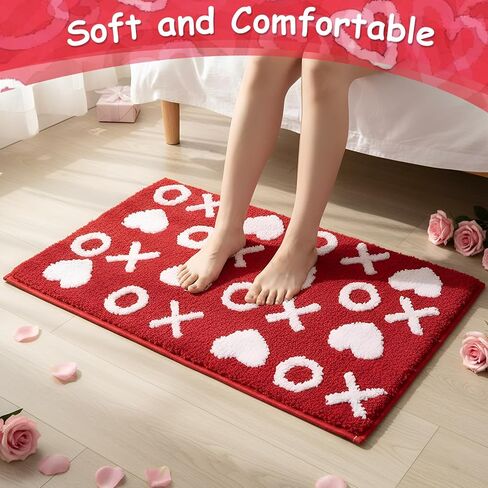 Valentine's Day Bathroom Rug Valentines XOXO Bath Rug 13.78 x 31.5 Inches Non Slip Water Absorbent Mat for Home Kitchen Bathroom Shower Floor Decor in Saudi Arabia
