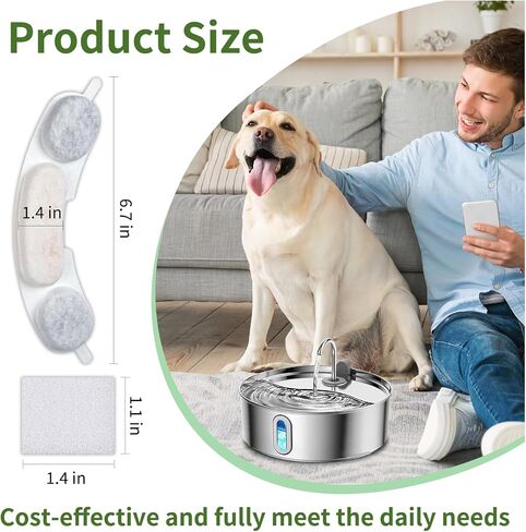 12 مجموعة من المرشحات البديلة للكلاب الأليفة المتوافقة مع نافورة مياه الكلاب Smartoo 7l/236oz/1.8G، ومرشحات نافورة المياه لنافورة المياه المصنوعة من الفولاذ المقاوم للصدأ للكلاب in Kuwait