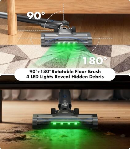 Cordless Vacuum Cleaner, 580W/50Kpa/50Mins Stick Vacuum for Home, LED Touch Screen, Anti-Tangle, Wall Mount Charging Lightweight Rechargeable Vacuum for Carpet Pet Hair Hardwood Floor Sky Blue in Kuwait