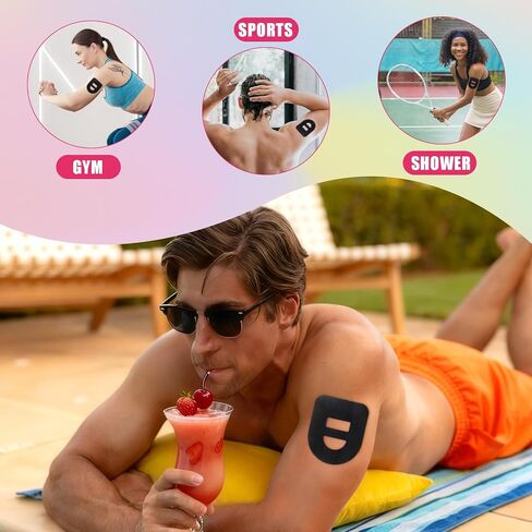 20 قطعة من Omnipod 5 رقعات زائدة مقاومة للماء مع حزام قابل للتمدد، رقع لاصقة مقاومة للماء، رقع لاصقة بشريط مستشعر Omnipod مقاوم للعرق مسبقًا، شريط جلدي مسامي (أسود) in Kuwait