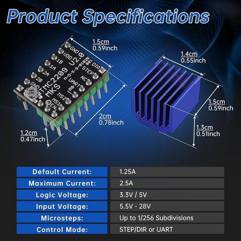 TMC2209 V2.0 Stepper Motor Driver Fit for Ender 3 E3D V3 Control Board 3D Printer Parts Replace A4988 Support UART Mode in Kuwait