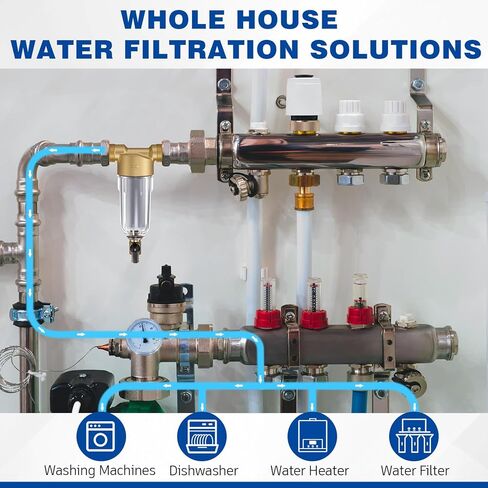 WILLBOND 3/4" Spin Down Sediment Water Filter, 50 & 100 & 200 Reusable House Sediment Filter with 2 Adapters, for Home & Commercial Water Pre-filtration System Ideal for Home Owners, DIY Enthusiasts in Kuwait