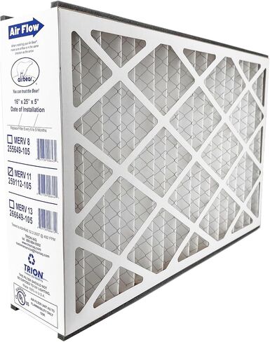 فلتر هواء Air Bear 16x25x5 MERV 11 (عبوتان) استبدال فلتر هواء HVAC مطوي (الحجم الفعلي: 15.50 × 24.25 × 4.9 بوصة) متوافق مع الجزء رقم: 259112-105 in Kuwait