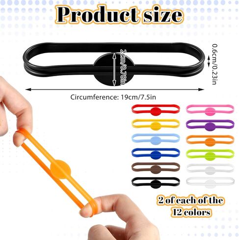 24 Pcs Drink Markers, Stretchable Wine Glass Marker Bands Silicone Drink Identifiers Strip Tags for Bar Party Cocktail Glass Beer Bottle Mug Jar Champagne Stem Glasses in Kuwait