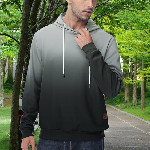 Men's Long Sleeve Gradient Casual Pullover Hoodie Athletic Sweatshirts with Hooded in Saudi Arabia
