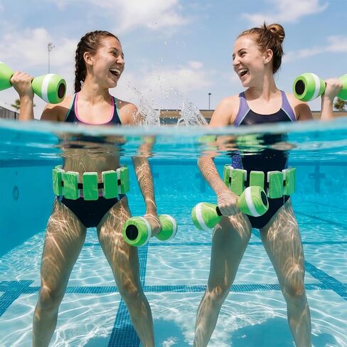 Foilswirl 7 Pcs Pool Exercise Equipment for Adults Water Aerobics Set Including Foam Dumbbells Ankle Swimming Weights Swimming Gloves and Aquatic Swim Belt Water Weight Accessories for Pool Workout in Kuwait