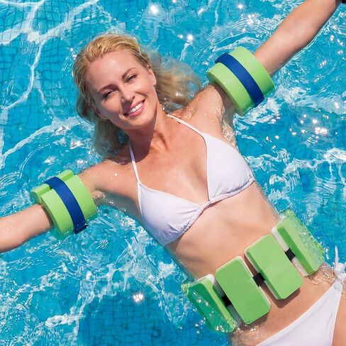 Foilswirl 7 Pcs Pool Exercise Equipment for Adults Water Aerobics Set Including Foam Dumbbells Ankle Swimming Weights Swimming Gloves and Aquatic Swim Belt Water Weight Accessories for Pool Workout in Kuwait