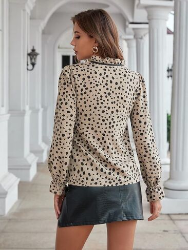 SweatyRocks Women's Bow Tie Neck Ruffle Long Sleeve Blouse Dressy Elegant Office Work Shirts in Saudi Arabia