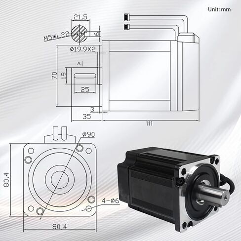 مجموعة محرك مؤازر RATTMMOTOR YPMC-750W 110V، محرك مؤازر مع مجموعة تحكم CNC لمحرك مؤازر لآلة الطحن/الروبوت (بدون فرامل) in Kuwait