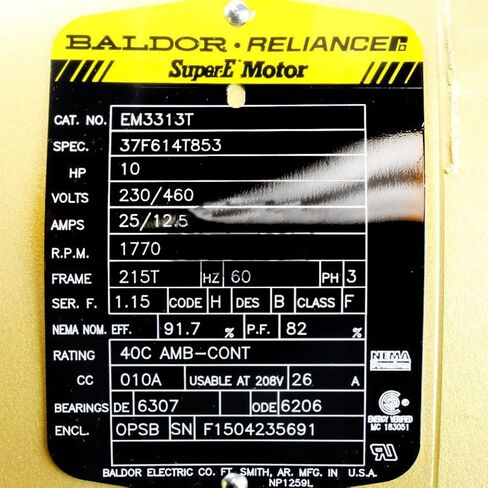 محرك التيار المتردد للأغراض العامة Baldor EM3313T، ثلاثي الطور، إطار 215T، حاوية OPSB، خرج 10 حصان، 1770 دورة في الدقيقة، 60 هرتز، جهد 230/460 فولت in Kuwait
