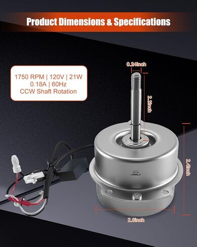FFV3700297S Bathroom Exhaust Fan Motor Fit for FV-11VQ3 FV-08VQ3 FV11VH2 FV11VHL2 FV-LP003, Quiet Ventilation Fans Motor Replace FFV3700297S FFV3700175S, 120 Volts 1750 RPM in Kuwait