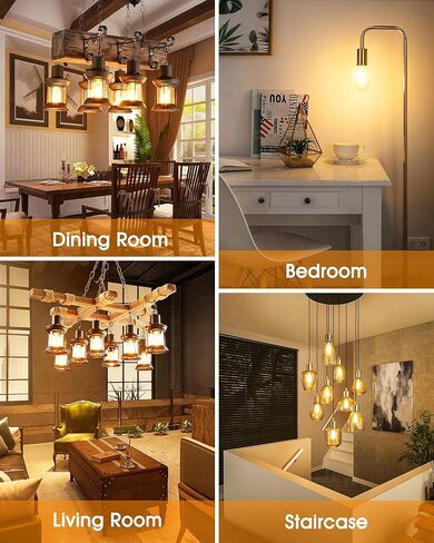 4 Pack LED Edison Bulbs, 4W Edison Light Bulbs 40W Equivalent, Vintage E26 LED Bulb T45 2700K Soft Warm White Clear Glass, 460LM Tubular Antique LED Filament Lights Bulb for Home, Non-Dimmable in Kuwait