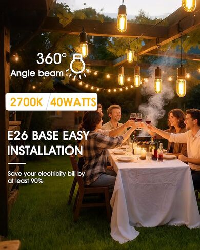 4 Pack LED Edison Bulbs, 4W Edison Light Bulbs 40W Equivalent, Vintage E26 LED Bulb T45 2700K Soft Warm White Clear Glass, 460LM Tubular Antique LED Filament Lights Bulb for Home, Non-Dimmable in Kuwait