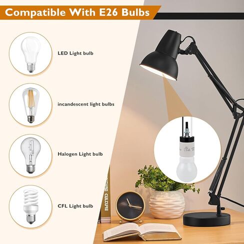 UL Listed Porcelain E26 Lamp Socket with 6'' Wire Lead, High Temp Resistant, Rotary Knob ON/Off Switch with 2 Wire Connector Nuts for DIY Table Lamp,250V 250W for Safe Lighting Replacements​ (1) in Kuwait