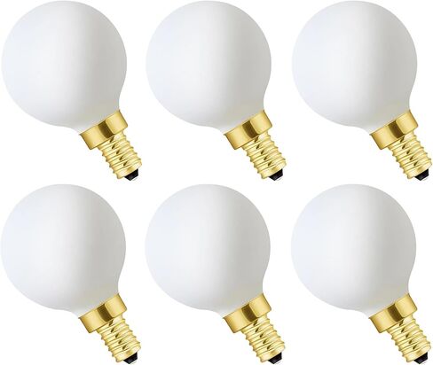 لمبة إضاءة XININSUN Frosted G16.5، مصابيح إضاءة ثريا e12 4W، لمبة شمعدان مستديرة 40 وات، لمبة شمعدان بيضاء حليبية 4W، قابلة للتعتيم، 2700 كلفن أبيض دافئ 400 لومن، 6 عبوات in Kuwait