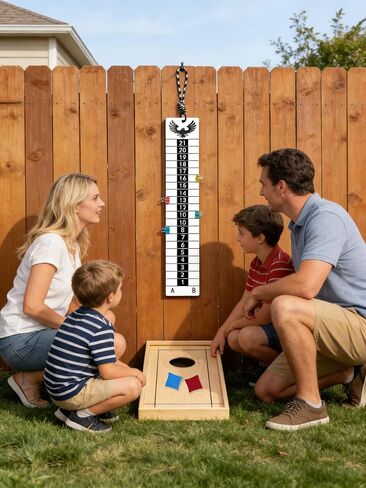 Cornhole Scoreboard with Eagle Graphic, Being Collapsible & Sturdy Corn Hole Scoreboard Hang, Very Portable and Easy to Set up, Score Keeper for Yard Games, Tailgate Parties (Hang-Scoreboard) in Kuwait