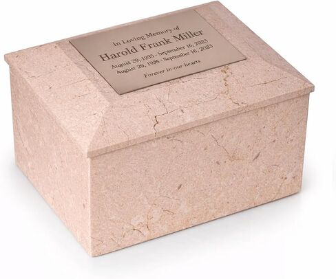 Deering Moments Bey-Berk White Marble Custom Engraved Cremation Memorial Urn for Human Ashes Adult Size - Large in Saudi Arabia