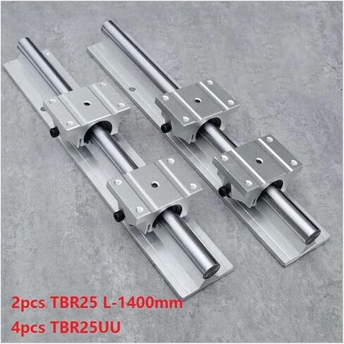 2 قطعة TBR25 L-1400mm دعم السكك الحديدية دليل خطي + 4 قطعة TBR25UU كتل تحمل خطية in Kuwait