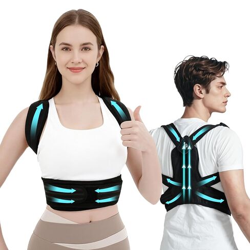 Posture Corrector Back Brace for Women and Men, Shoulder Straightener, Adjustable Back Support Brace, Back Pain Relief – Slouching, Scoliosis, Hunchback, Hump, Thoracic, Spine Alignment – with Adjustable Shoulder Straps, Posture Support. Posture Corrector in Kuwait