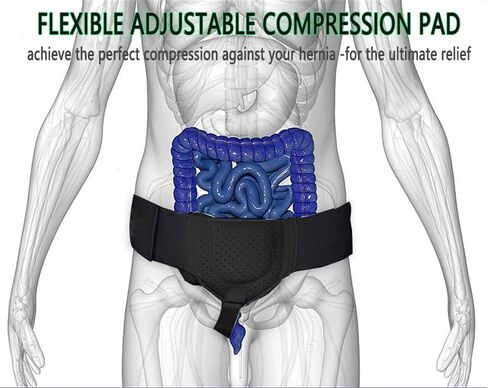Adjustable Hernia Belt Truss for Men and Women - 30" to 55" Waist Support with Removable Compression Pads, Durable 2" Elastic Band & 8" Hook and Loop, Comfortable for Inguinal and Umbilical Hernia Recovery in Kuwait