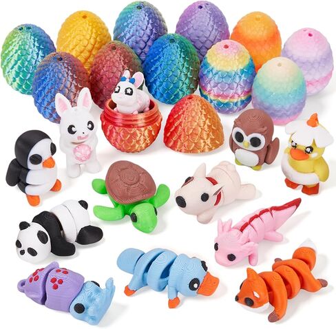 8pcs Mini Dragon Eggs 3D Printed Animals Mini Easter Stainsers Easter Eggs 3D Printed Printed Thipts Thiny Tompurines Set in Kuwait