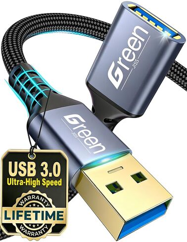 Upgrade USB Extension Cable, 3.3FT 6.6FT 10FT 12.9FT 16FT Ultra-High-Speed USB 3.0 Extension Cable 5Gbps Data Transfer Gold-Plated USB Extender Type A Male to Female Military Grade Braided 6.6FT in Kuwait