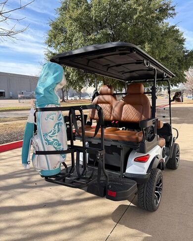 حامل حقيبة الجولف للمقعد الخلفي لعربة الجولف العالمية متوافق مع EZGO/Club Car/Yamaha/Kandi/Coleman، تثبيت أفضل/توفير المساحة/لا يتطلب الحفر/مقاوم للصدأ، يحمل ما يصل إلى 150 رطلاً in Kuwait