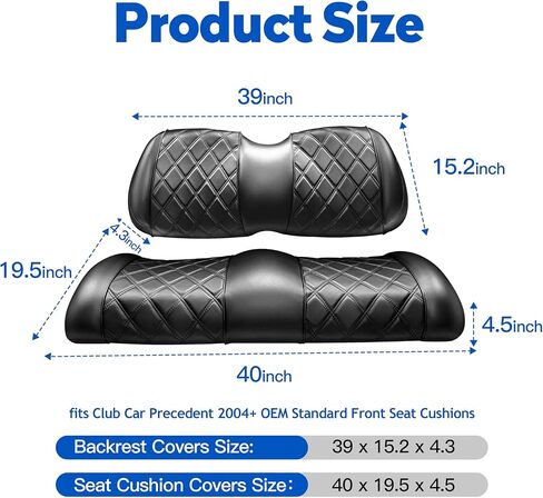 NOKINS Golf Cart Diamond Seat Covers Kit with Sponge Padding - Fit for Most OEM Standard Front Seats, OEM Standard Seat Upgrade Seat Covers (Fit for Club Car Precedent 2004-UP) in Saudi Arabia