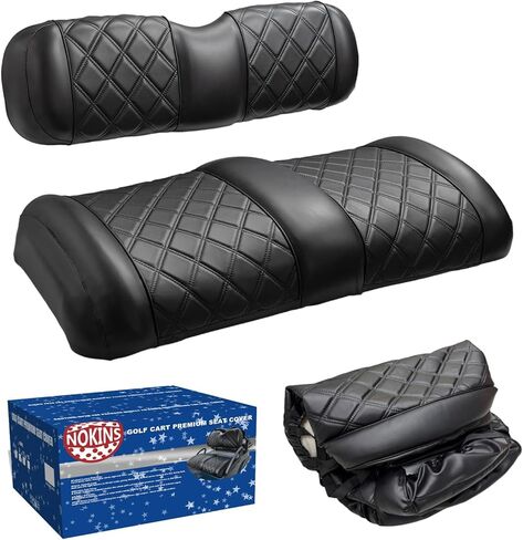مجموعة أغطية مقاعد NOKINS Golf Cart Diamond مع بطانة إسفنجية - تناسب معظم المقاعد الأمامية القياسية OEM، أغطية مقاعد ترقية المقعد القياسية OEM (تناسب سيارة النادي السابقة 2004-UP) in Kuwait