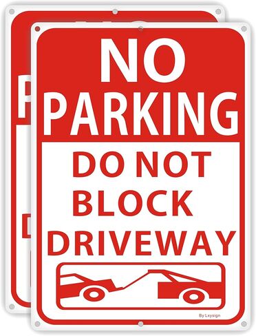 No Parking Signs, 10 x 14 Inch Reflective Aluminum, Do Not Block Driveway Warning with 36-Inch Metal Stakes, Weather Resistant, 2 Pack in Kuwait