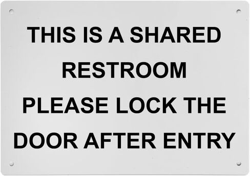 Weatherproof OSHA Restroom Etiquette Sign (This Is A Shared Restroom Please Lock The Door) Portrait Vertical 8 in" x 12 in" Indoor Outdoor UV Resistant Workplace Safety Signage in Kuwait