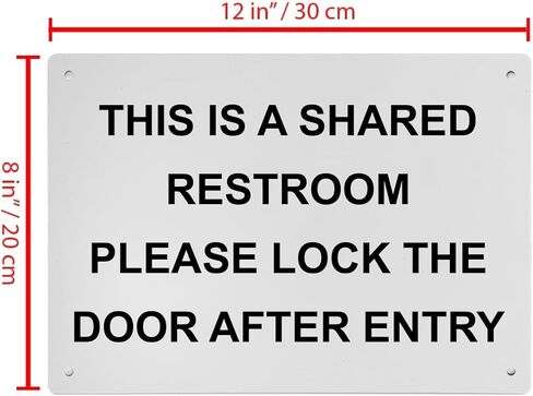 Weatherproof OSHA Restroom Etiquette Sign (This Is A Shared Restroom Please Lock The Door) Portrait Vertical 8 in" x 12 in" Indoor Outdoor UV Resistant Workplace Safety Signage in Kuwait