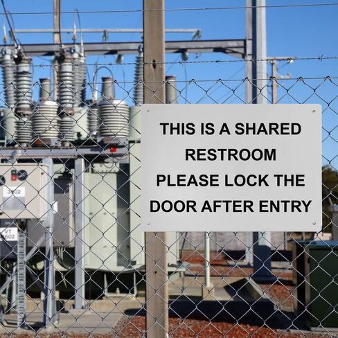 Weatherproof OSHA Restroom Etiquette Sign (This Is A Shared Restroom Please Lock The Door) Portrait Vertical 8 in" x 12 in" Indoor Outdoor UV Resistant Workplace Safety Signage in Kuwait