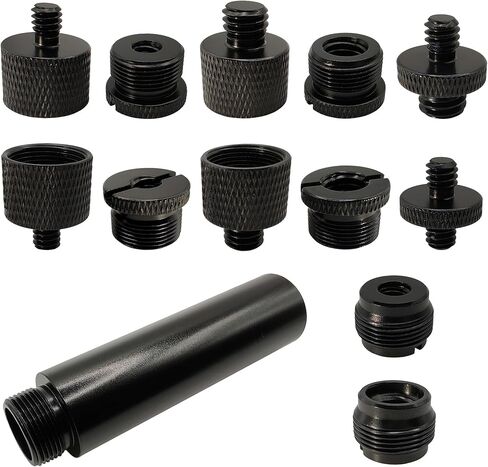 Mic Stand Adapter Kit with Extension Tube,3/8" to 5/8",1/4" to 5/8" Threaded Screw for Camera Tripod Mic Arm 13 Pack in Kuwait