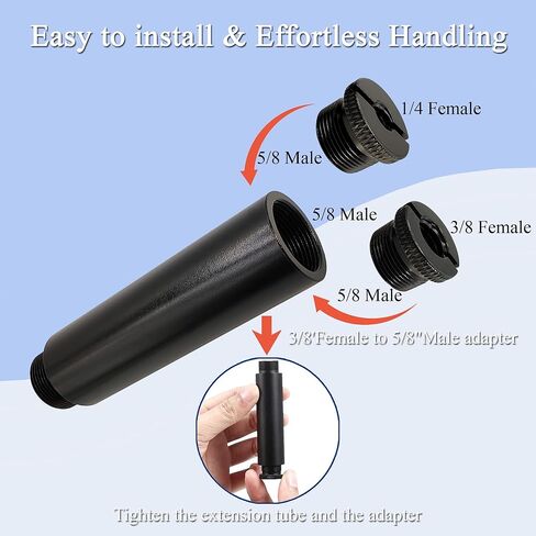 Mic Stand Adapter Kit with Extension Tube,3/8" to 5/8",1/4" to 5/8" Threaded Screw for Camera Tripod Mic Arm 13 Pack in Kuwait